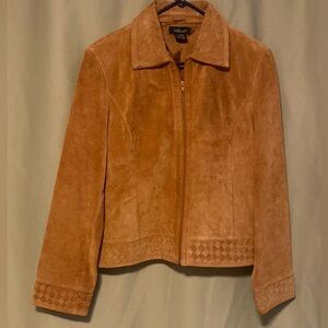 Vintage Willi Smith Leather Jacket W/Woven details Pattern Women's X-Large